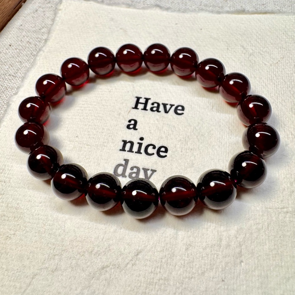 Deep Red Garnet Bracelet 10mm - Grade AAA High Quality Natural Crystal